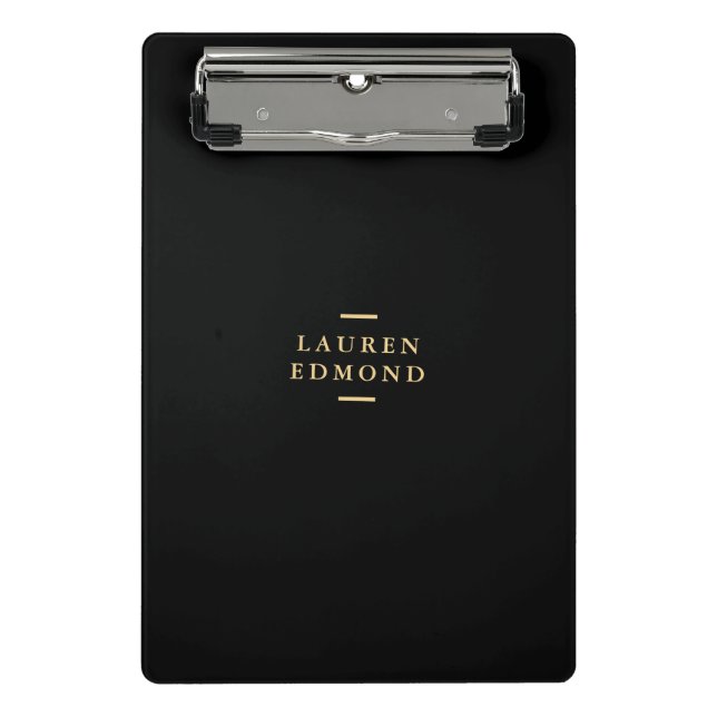 Professional Black Brushstroke Gold Mini Clipboard (Front)