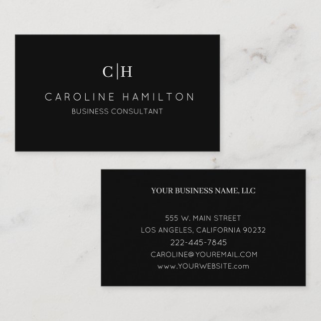 Professional Black Business Card (Front/Back)
