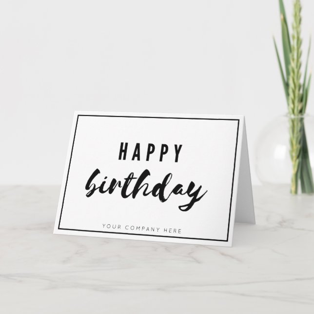 Professional Black Business Happy Birthday  Card (Front)