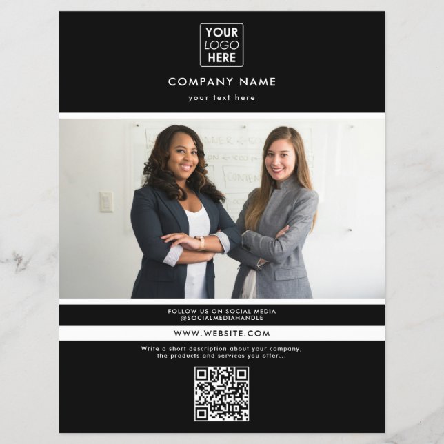 Professional Black Business Promotional Photo  Flyer (Front)