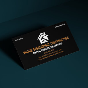 Professional Black & Copper General Contractor Business Card