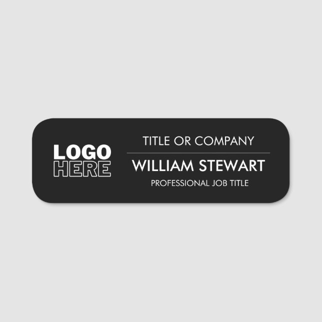 Professional Black Custom logo Employee Staff Name Tag (Front)