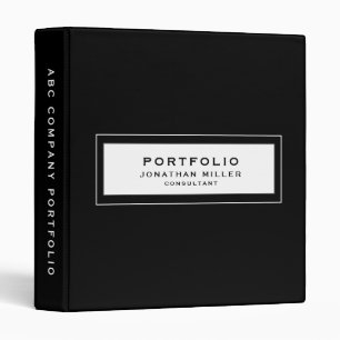 Professional Black Custom Name Portfolio Binder