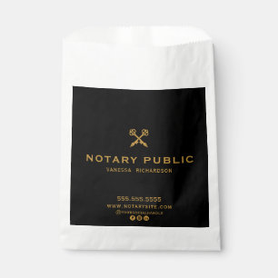 Professional Black & Gold Cross Key Notary Name Favour Bag