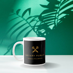 Professional Black & Gold Cross Key Pens Name Large Coffee Mug