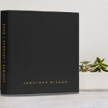 Professional Black Gold Custom Name Binder<br><div class="desc">Modern professional binder features a minimal design in a black and gold colour palette. Custom name presented in the lower thirds, in stylish simple font and custom name, company or subject on the spine. Shown with a custom name on the front in traditional typography, this personalized business binder is designed...</div>