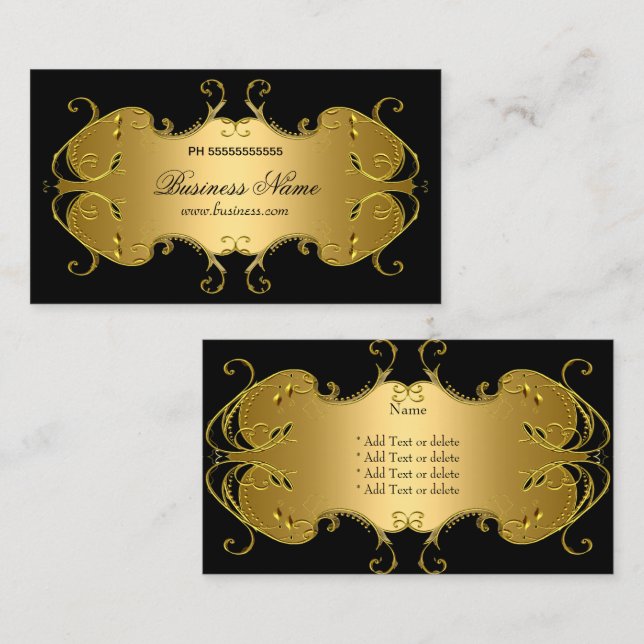Professional Black Gold Elegant Business Business Card (Front/Back)