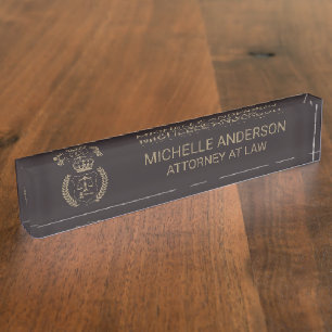 Professional Black Gold Lawyer Attorney Nameplate