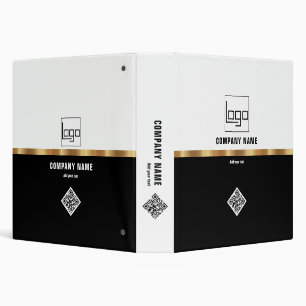 Professional Black Gold Minimal QR Code Business Binder