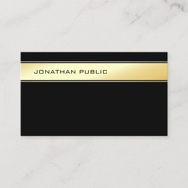 Professional Black Gold Modern Simple Template Business Card (Front)
