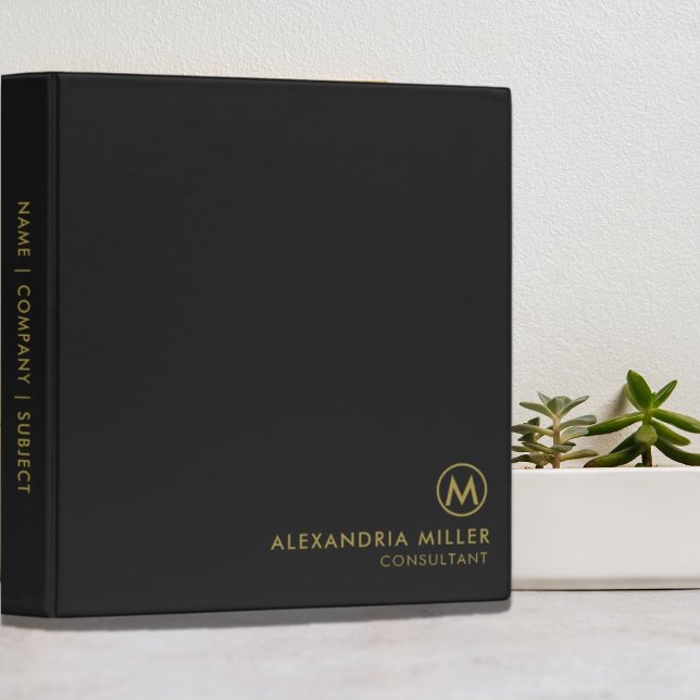 Professional Black Gold Monogram Binder (Creator Uploaded)