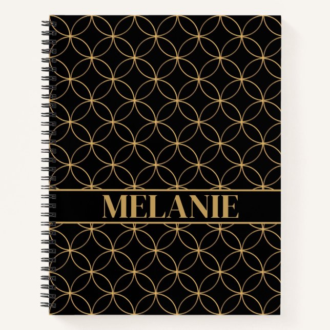 Professional Black & Gold Personalized Name Notebook (Front)