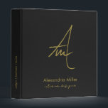 Professional Black Gold Script Monogram Binder<br><div class="desc">Modern professional binder features a minimal design in a black and gold colour palette. Custom monogram script initials name and title presented in stylish simple font and custom name, company or subject on the spine. A modern minimalist binder for home or office, a simple modern monogrammed binder for your workspace....</div>