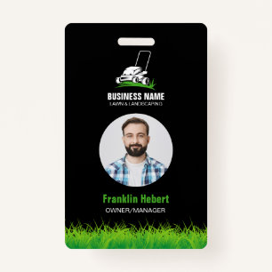 Professional Black Green Lawn Care & Landscaping Badge