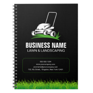 Professional Black Green Lawn Care & Landscaping Notebook