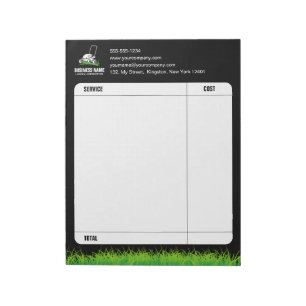 Professional Black Green Lawn Care & Landscaping Notepad