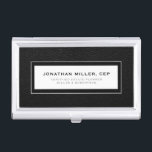 Professional Black Leather Business Card Holder<br><div class="desc">Simple modern luxury design with personalized name,  title company or custom text below in classic block typography on a black leather print background. Personalize for your custom use.</div>