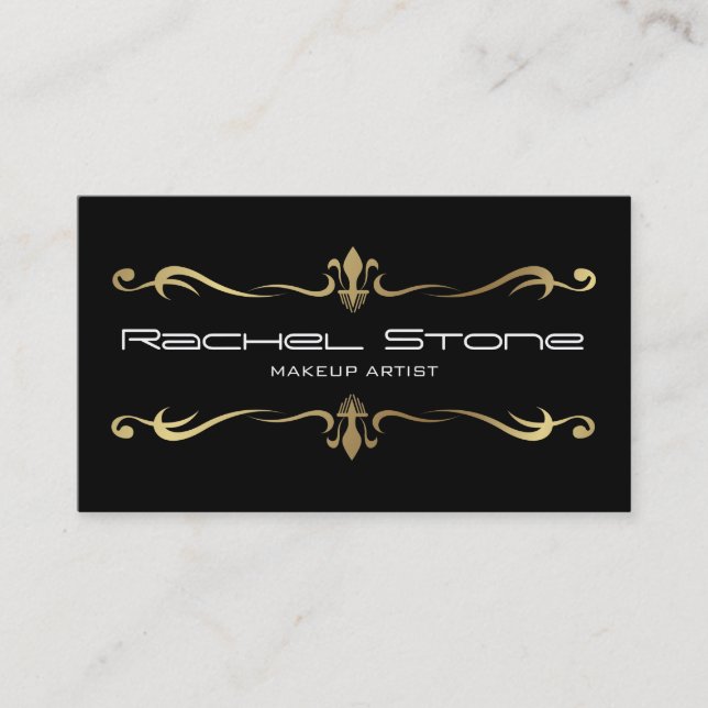 Professional Black Makeup Artist, Cosmetologist Business Card (Front)