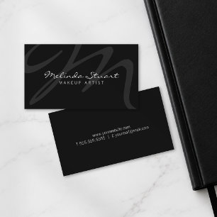 Professional Black Modern Monogram and Name Business Card