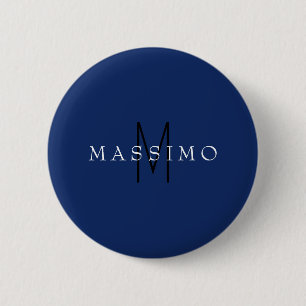 Professional Black Monogram Blue Your Name 2 Inch Round Button