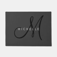 Professional Black Monogram Grey Your Name