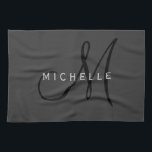 Professional Black Monogram Grey Your Name Kitchen Towel<br><div class="desc">Plain Minimalist Modern Designs. They're all simple,  attractive,  unique.</div>