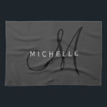 Professional Black Monogram Grey Your Name Kitchen Towel<br><div class="desc">Plain Minimalist Modern Designs. They're all simple,  attractive,  unique.</div>