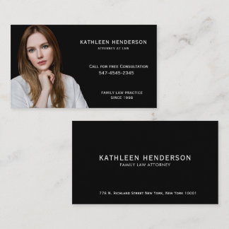 Professional Black Photo Attorney Business Card