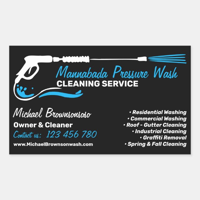 Professional Black Pressure Wash Power Cleaning Sticker (Front)