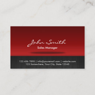 Professional Black & Red Sales Manager Business Card