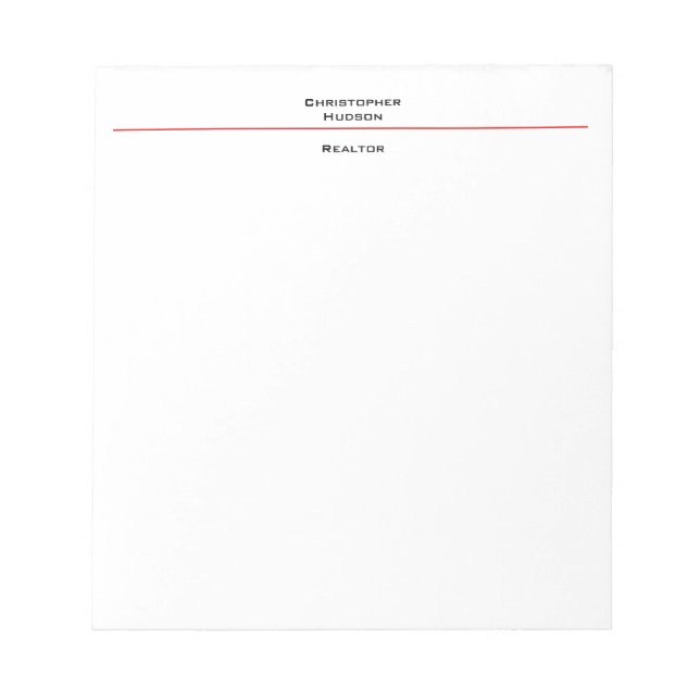 Professional Black Red White Simple Plain Notepad (Front)