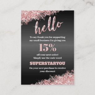 Professional Black Rose Gold Thank You Insert Card
