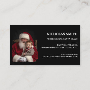 Professional Black Santa Claus Photo Business Card