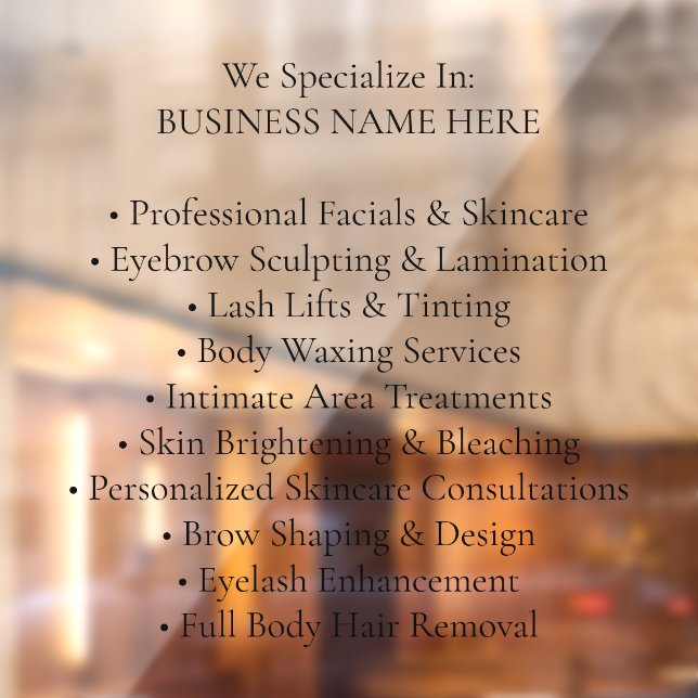 Professional black type Beauty Services Window Cling (Sheet 2)