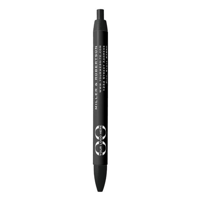 Professional Black White Company Logo Ink Pen (Front Vertical)
