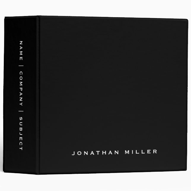 Professional Black & White Custom Name 2" Binder (Front/Spine)