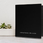 Professional Black White Custom Name Binder<br><div class="desc">Modern professional binder features a minimal design in a black and white colour palette. Custom name presented in the lower third in stylish simple font and custom name, company or subject on the spine. Shown with a custom name on the front in traditional typography, this personalized business binder is designed...</div>