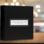 Professional Black & White Framed Name & Title Binder<br><div class="desc">Professional binder features a minimal design in a classic black and white colour palette. Custom name and title, role or subject presented in a black and white frame. Shown with a custom name and title in modern font, this personalized binder is designed with custom text. You can customize by changing...</div>