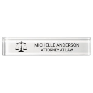 Professional Black white Lawyer Attorney Nameplate