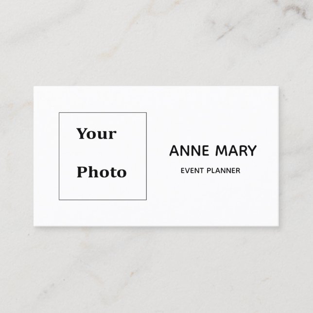 Professional Black White Minimal Photo Template  Business Card (Front)