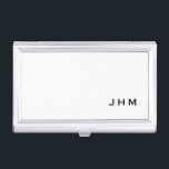 Professional Black & White Minimalist Monogram Business Card Holder<br><div class="desc">Professional business card holder features sleek minimalist design in a black and white colour palette. Custom monogram initials presented on a simple white background; positioned lower right hand corner. Shown with personalized monogram initials in a simple classic modern font, this executive business card holder is designed as a template with...</div>