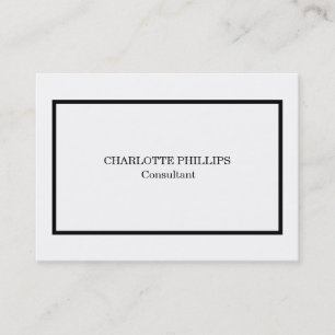 Professional Black & White Minimalist Plain Business Card
