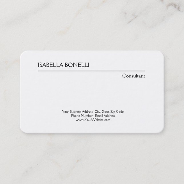 Professional Black White Minimalist Plain Creative Business Card (Front)