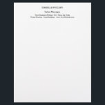 Professional Black White Minimalist Plain Creative Letterhead<br><div class="desc">Easy Editing Tools. Different Card Types and Sizes,  Colour and Font Choices.</div>