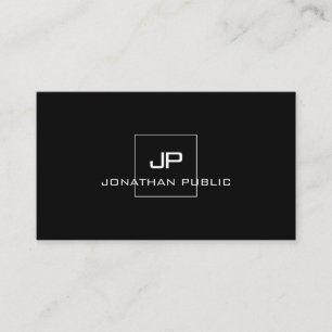 Professional Black White Modern Elegant Monogram Business Card