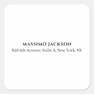 Professional black & white modern minimalist name square sticker