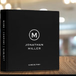 Professional Black White Monogram Initial Binder<br><div class="desc">Modern professional binder features a minimal design in a classic black and white colour palette. Custom name presented in the centre in stylish simple font with a complimentary minimal monogram medallion. Shown with a custom name and monogram initial on the front in modern typography, this personalized business binder is designed...</div>