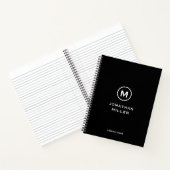 Professional Black White Monogram Initial Notebook (Inside)