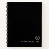 Professional Black & White Monogram Initial Notebook (Front)