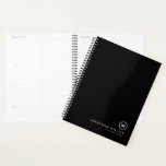 Professional Black & White Monogram Initial Planner<br><div class="desc">Professional planner features a minimal design in a classic black and white colour palette. Custom name presented in the lower right hand corner in simple stylish font with a complimentary minimal monogram medallion. Shown with a custom name and monogram initial with title presented on the front in modern typography, this...</div>